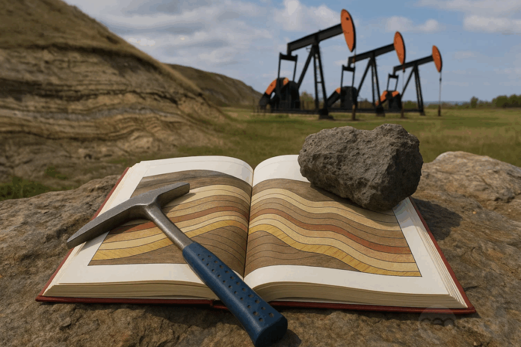 Imagem fictícia gerada por AI para representar a geologia do petróleo