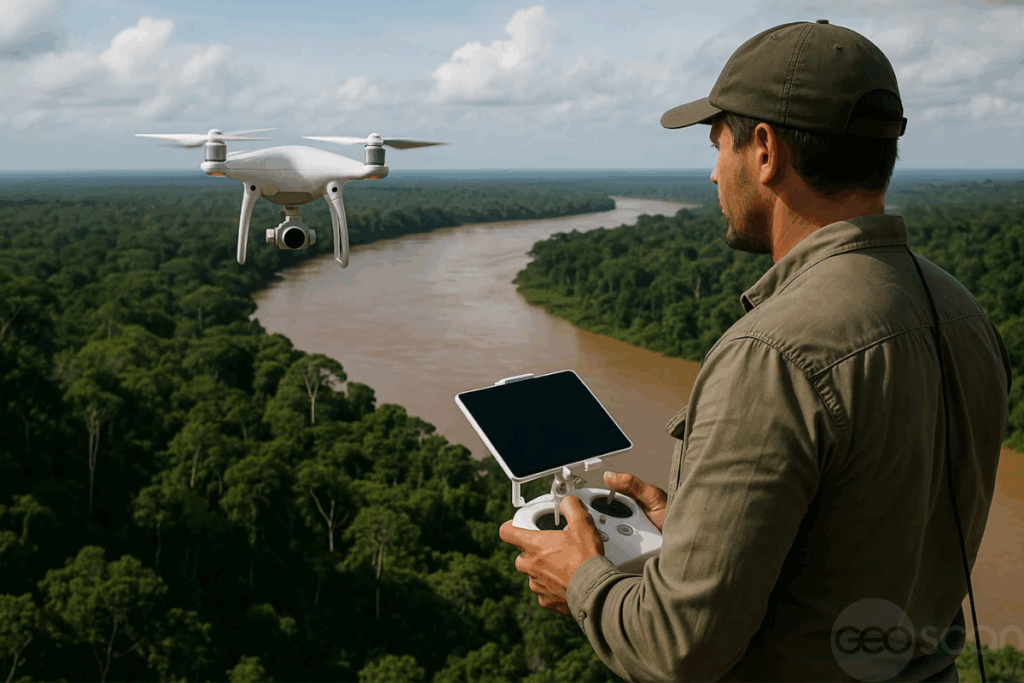 Imagem gerada com IA para representar geotecnologia com drone / Geoscan